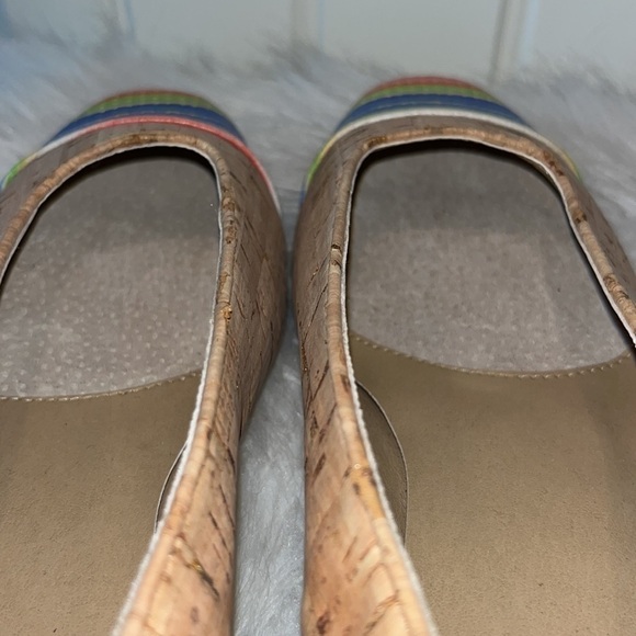 VANELI Natural Cork & Multi Color Captoe Rainbow Stripe Flat size 9 Italy - Picture 9 of 17
